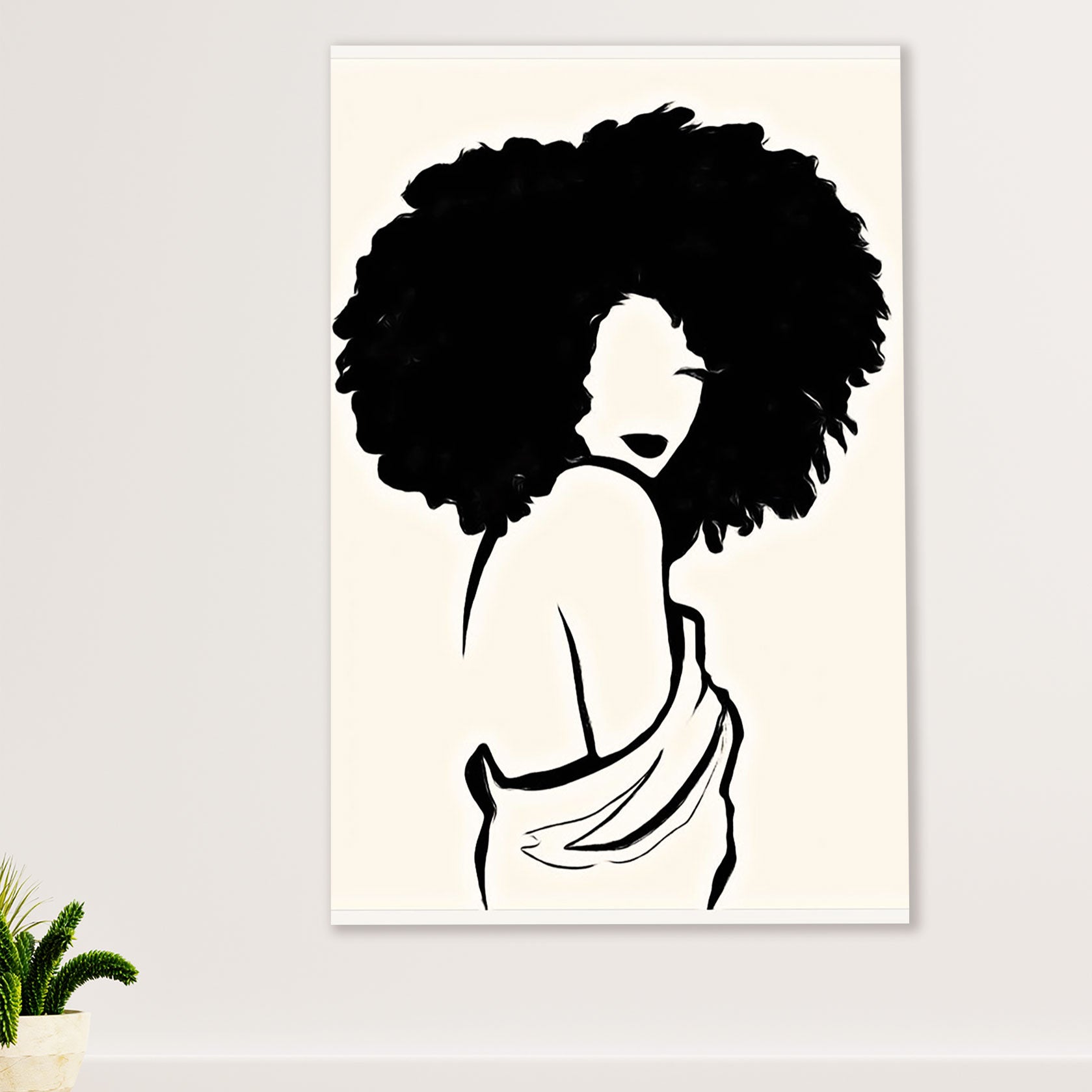 African American Afro Canvas Wall Art Prints | Black Girl Painting | Gift for Black Girl