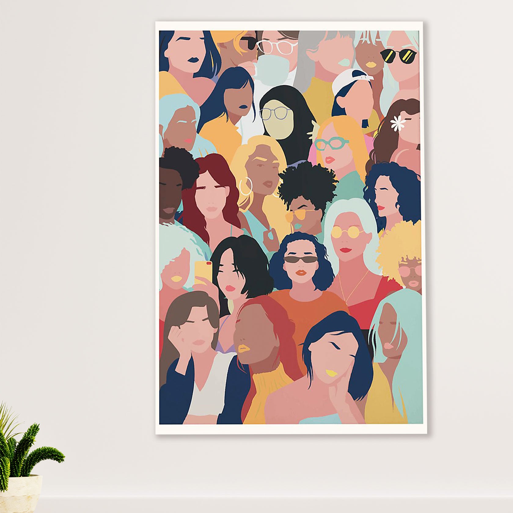 African American Afro Canvas Wall Art Prints | Girls with Different Colors | Gift for Black Girl