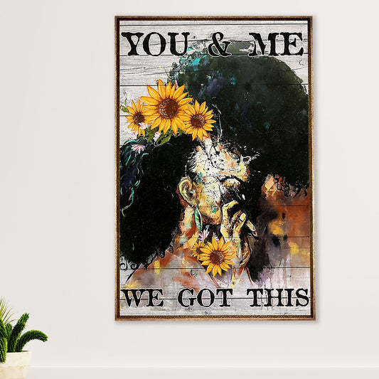 African American Afro Canvas Wall Art Prints | Couple Love | Gift for Black Girl