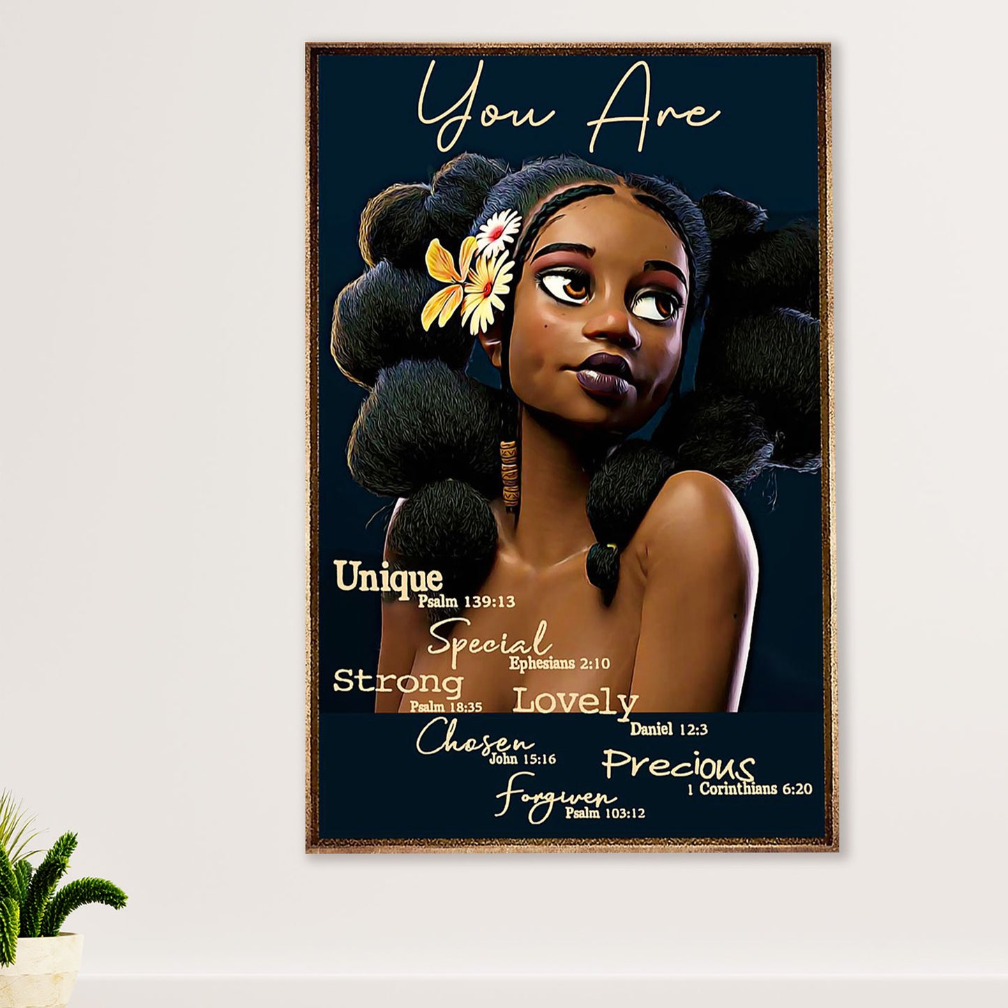 African American Afro Canvas Wall Art Prints | You Are Strong | Gift for Black Girl