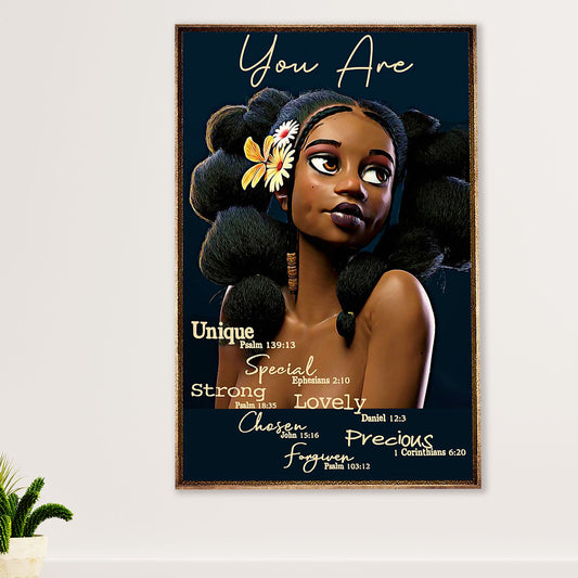 African American Afro Canvas Wall Art Prints | You Are Strong | Gift for Black Girl