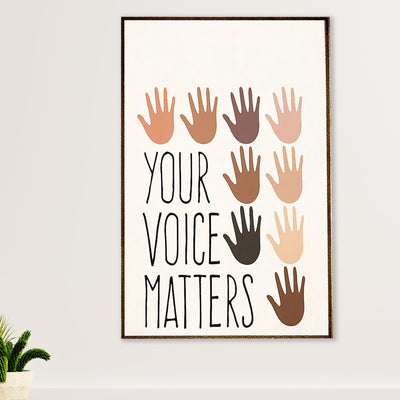 African American Afro Poster Prints | Your Voice Matters | Wall Art Gift for Black Girl