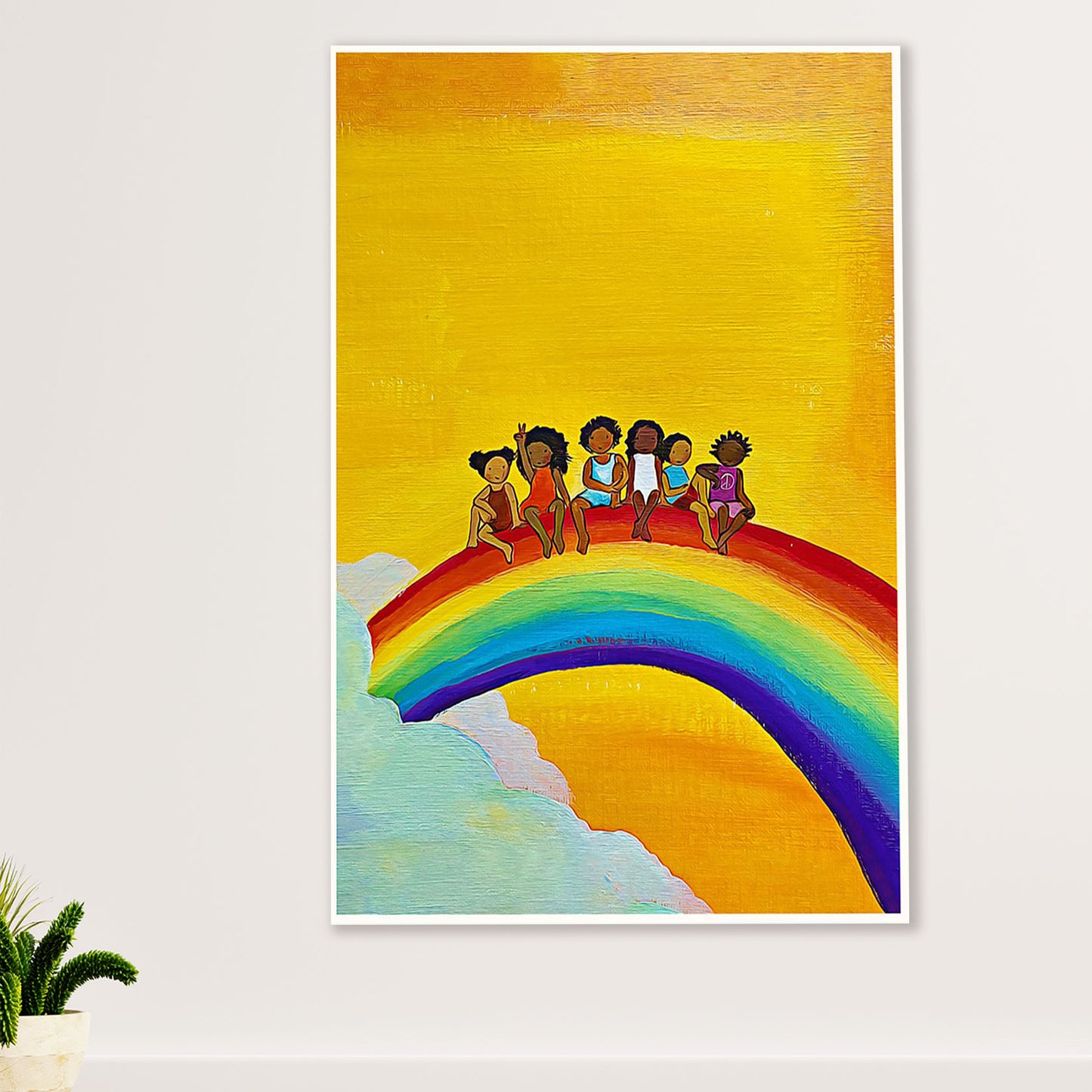 African American Afro Poster Prints | Black Kids & Rainbow | Wall Art Gift for Black Girl