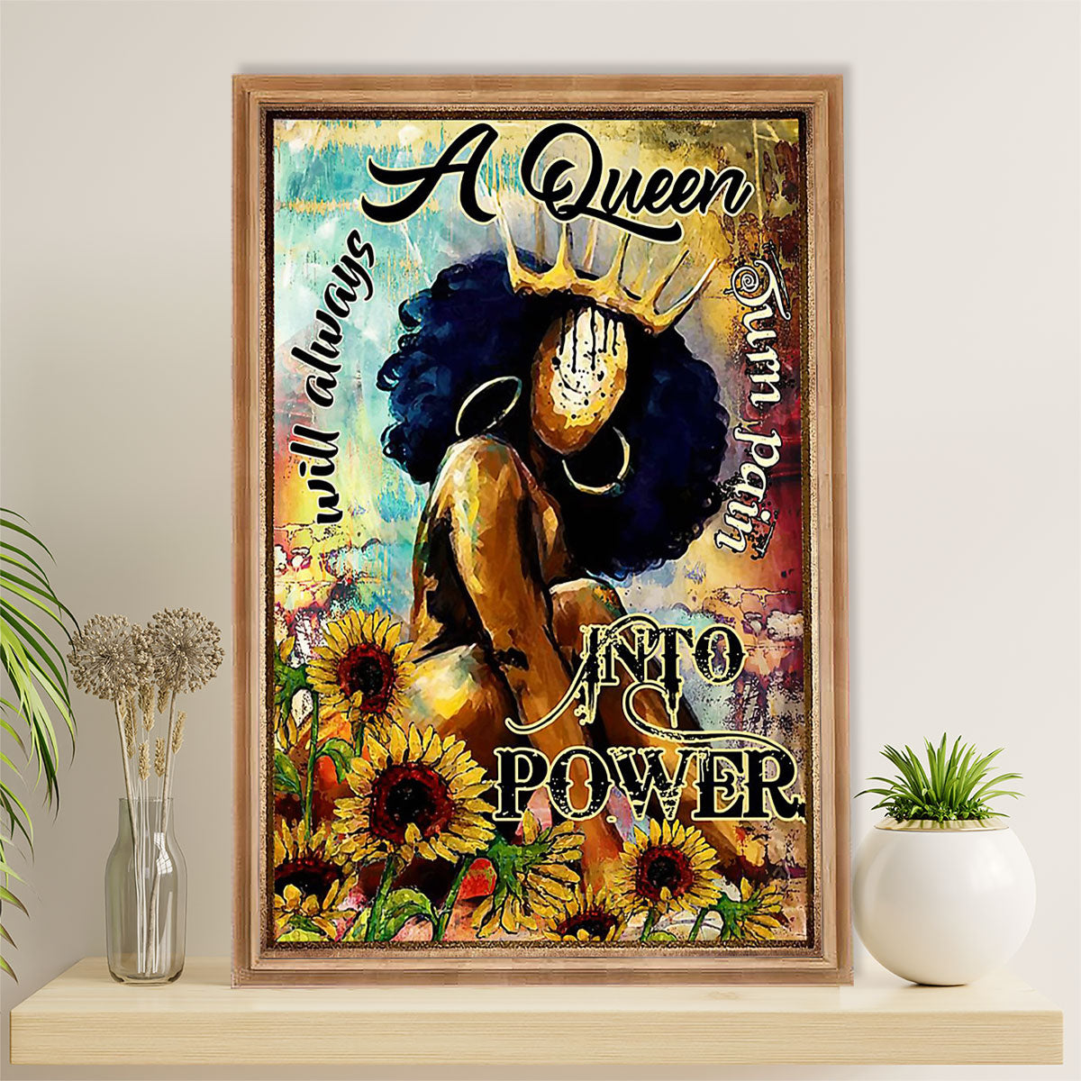 African American Afro Canvas Wall Art Prints | A Black Queen | Gift for Black Girl