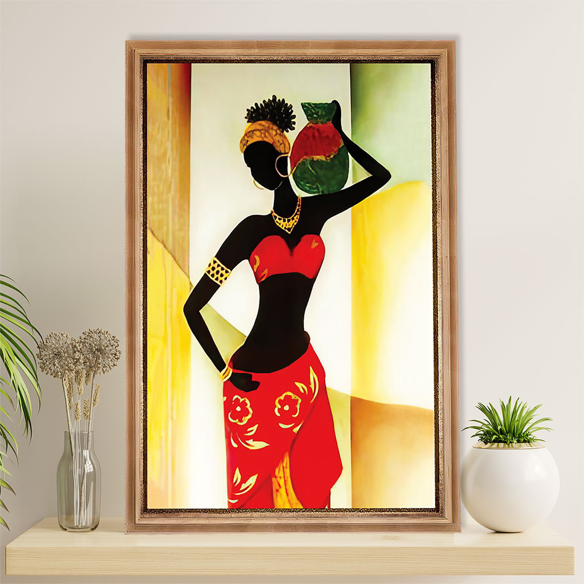 African American Afro Canvas Wall Art Prints | Charming Girl Art Painting | Gift for Black Girl