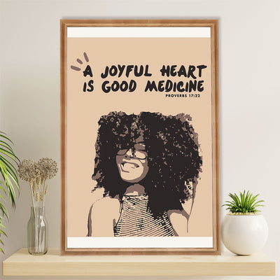 African American Afro Canvas Wall Art Prints | Joyful Girl | Gift for Black Girl