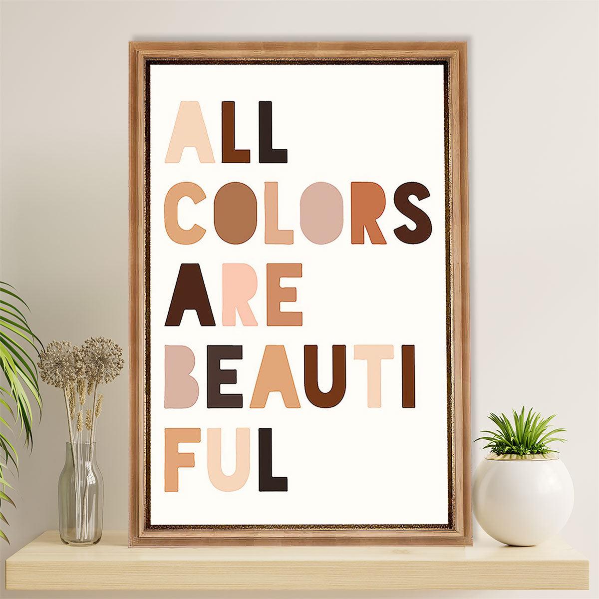 African American Afro Canvas Wall Art Prints | All Colors Are Beautiful Equality Rights | Gift for Black Girl