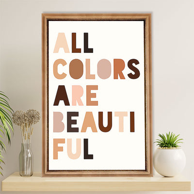 African American Afro Canvas Wall Art Prints | All Colors Are Beautiful Equality Rights | Gift for Black Girl
