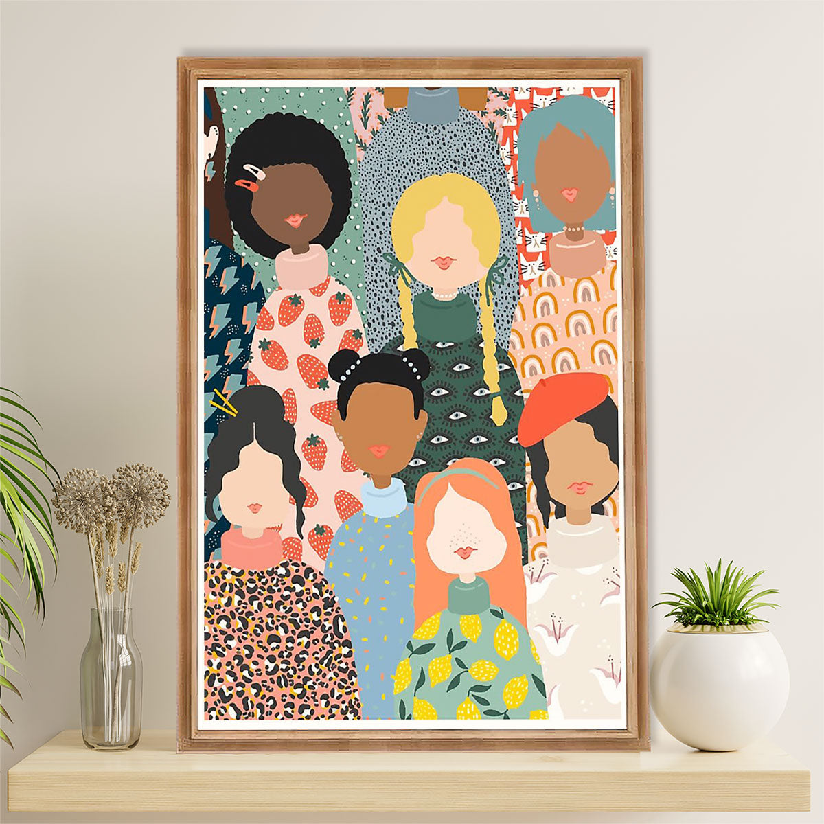 African American Afro Canvas Wall Art Prints | Different Colors Girls | Gift for Black Girl