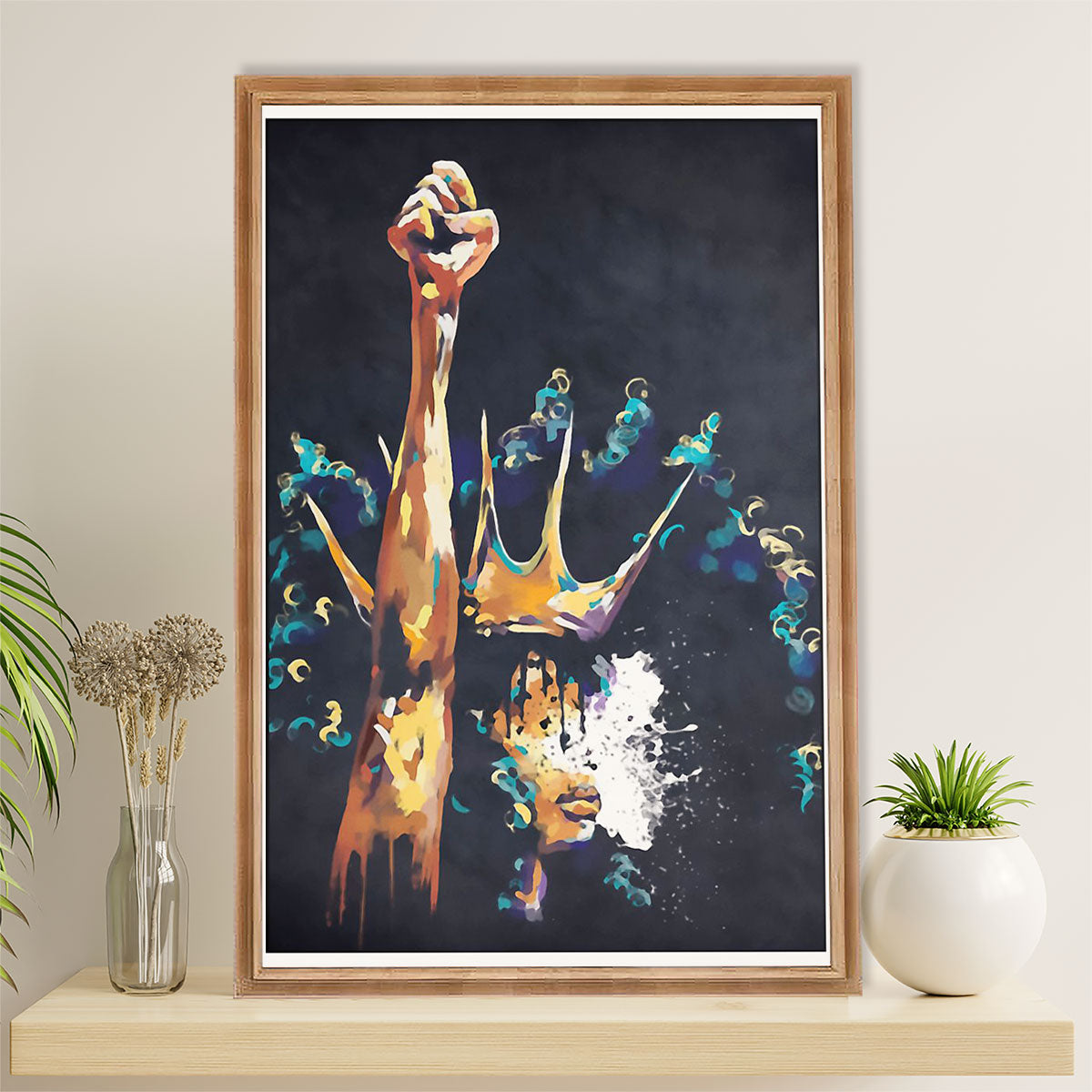 African American Afro Canvas Wall Art Prints | Black Queen | Gift for Black Girl