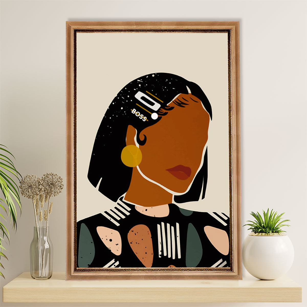 African American Afro Canvas Wall Art | Boss Girl Galaxy | Black Pride Gift for Black Girl