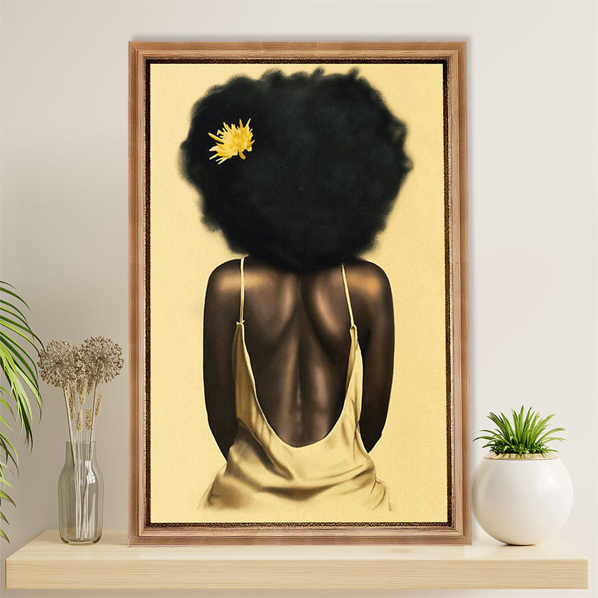 African American Afro Canvas Wall Art Prints | Girl Art Painting | Gift for Black Girl