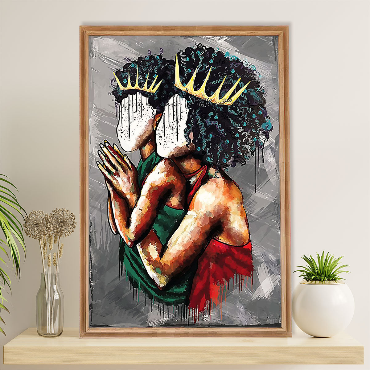 African American Afro Canvas Wall Art Prints | Black Queen | Gift for Black Girl
