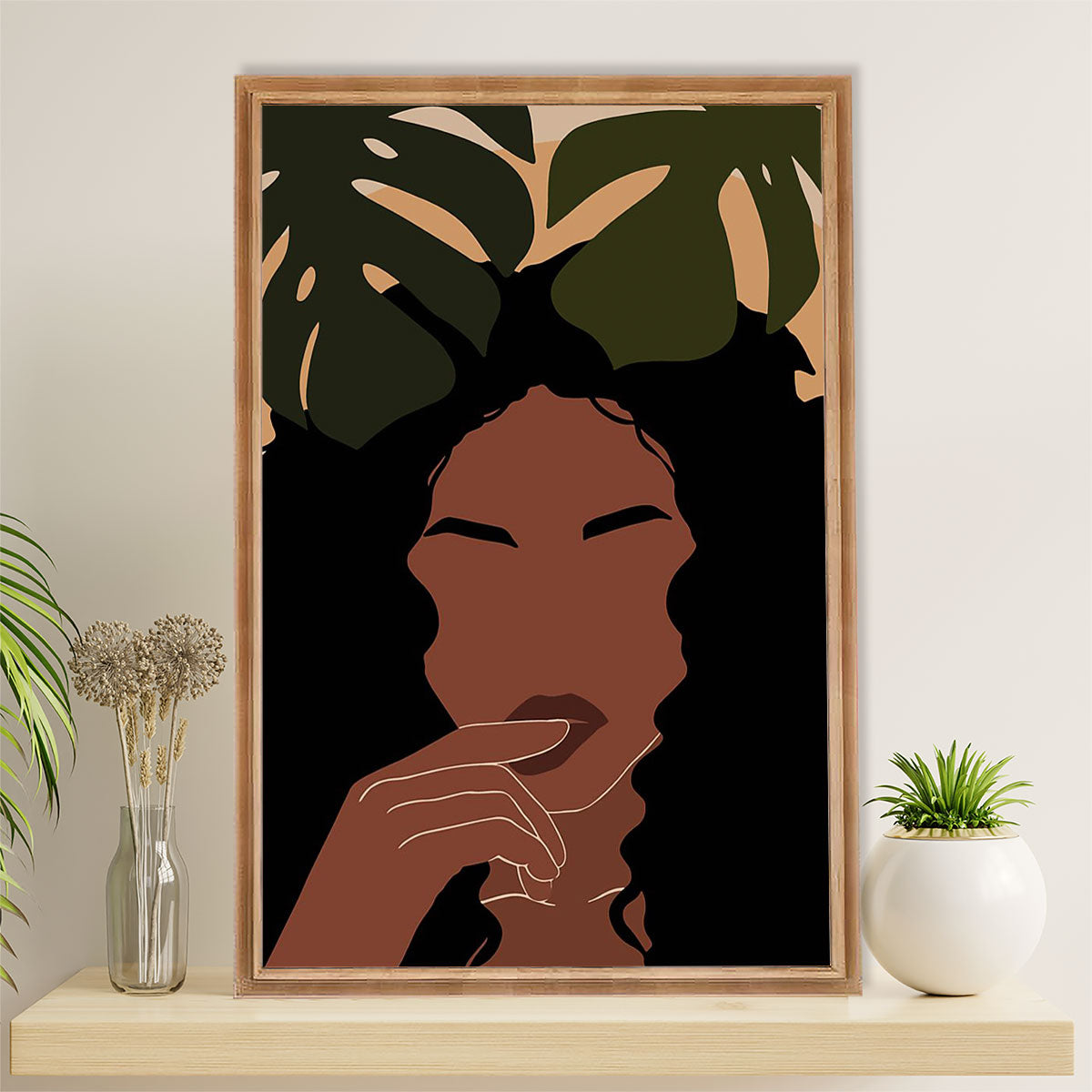 African American Afro Canvas Wall Art Prints | Black Girl Potrait Painting | Gift for Black Girl