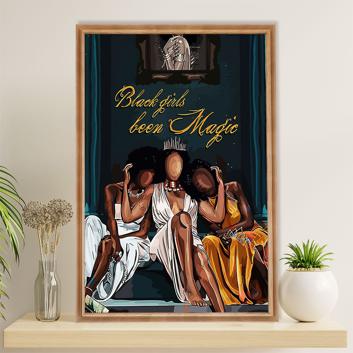 African American Afro Canvas Wall Art Prints | Black Girls Been Magic | Gift for Black Girl