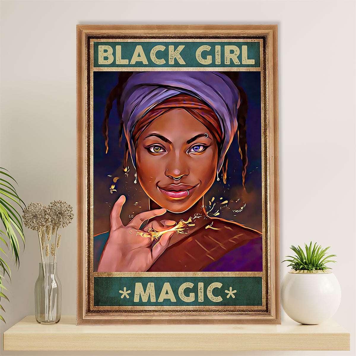 African American Afro Canvas Wall Art Prints | Black Girl Magic | Gift for Black Girl