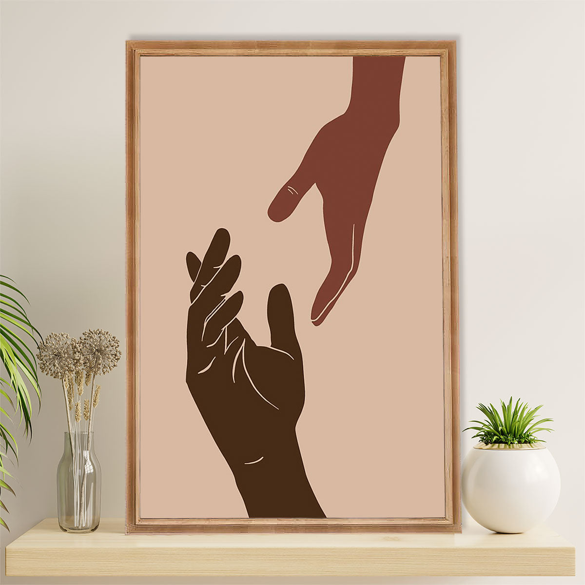 African American Afro Canvas Wall Art Prints | Abstract Different Color Hands | Gift for Black Girl