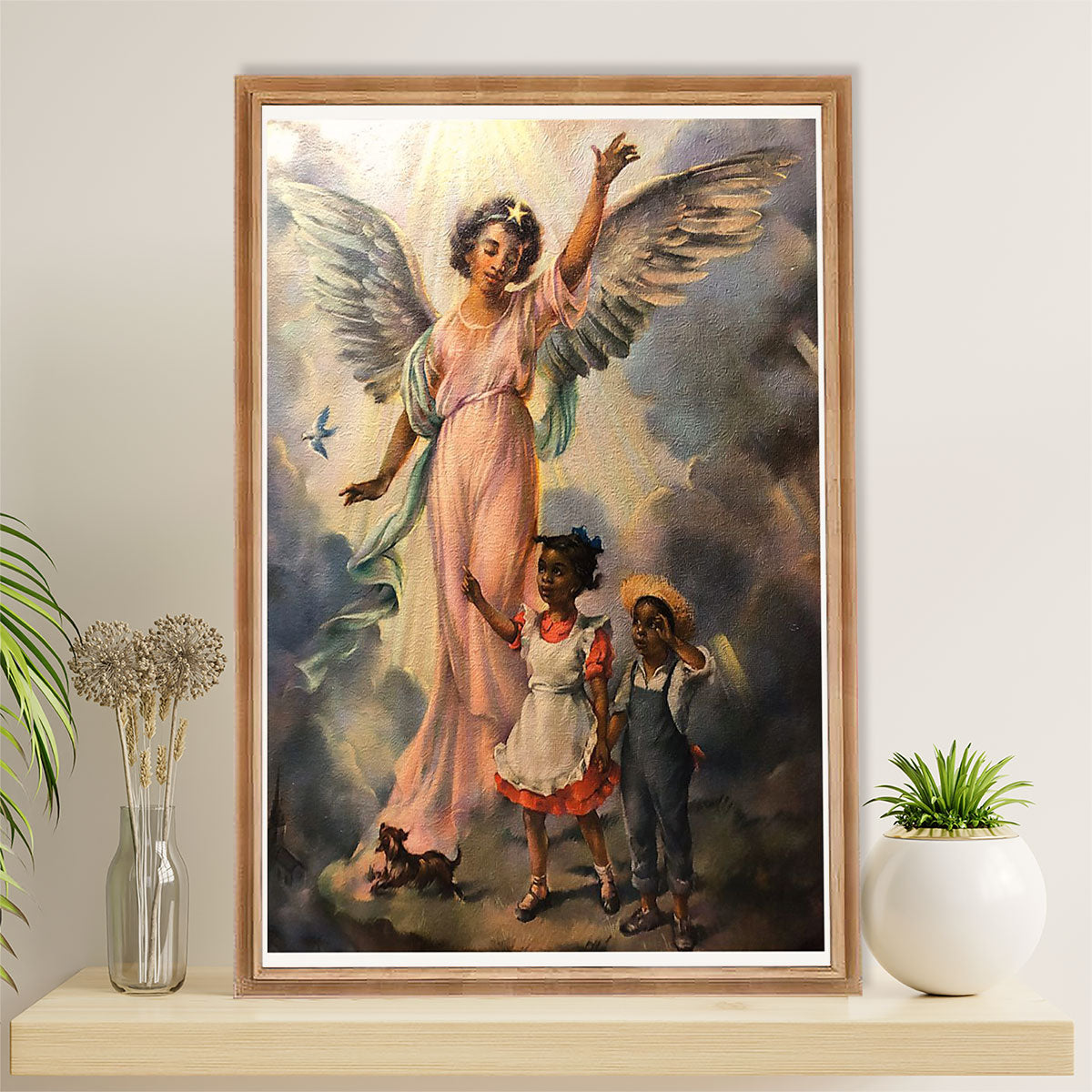 African American Afro Canvas Wall Art Prints | Angel | Gift for Black Girl