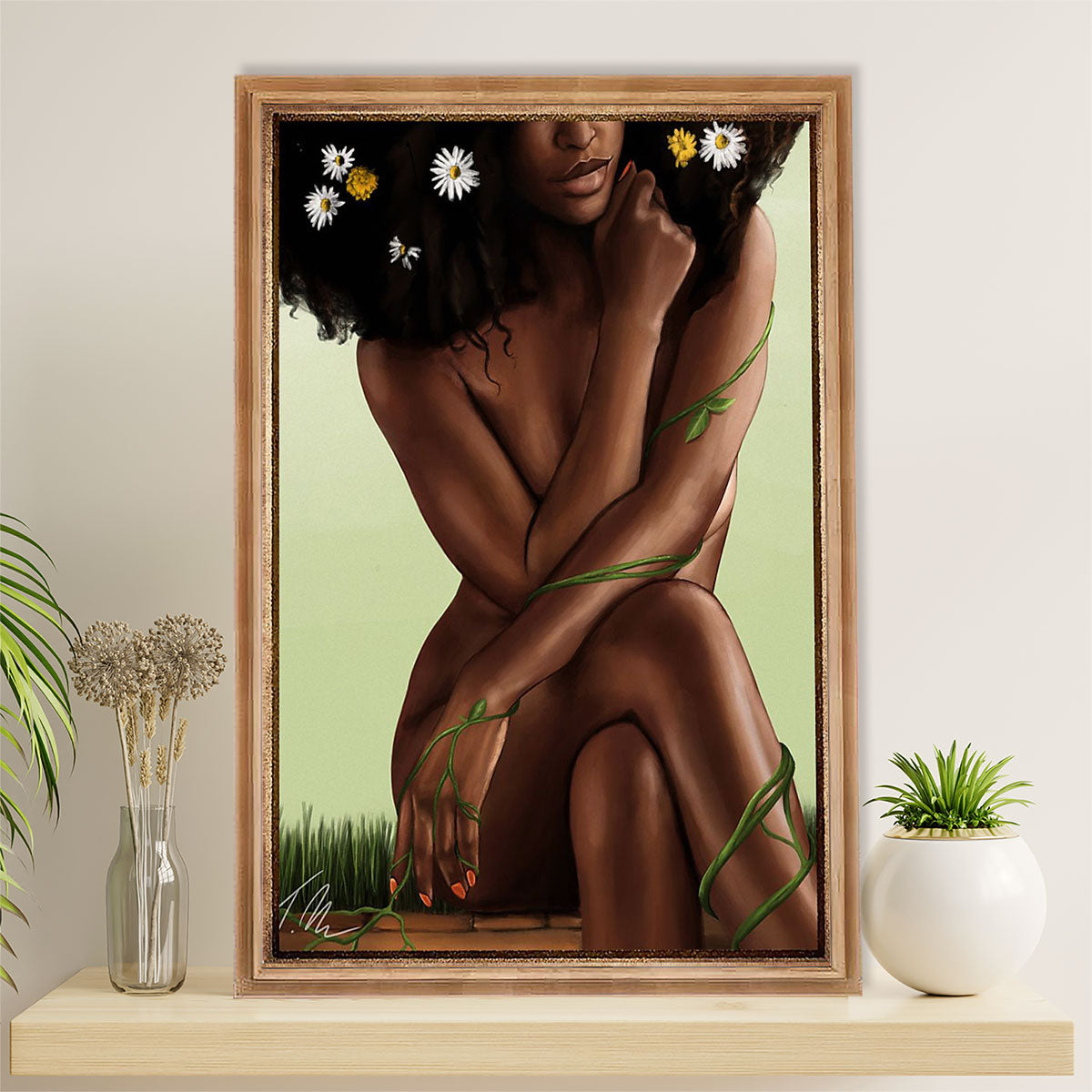 African American Afro Canvas Wall Art Prints | Beautiful Mind Girl | Gift for Black Girl