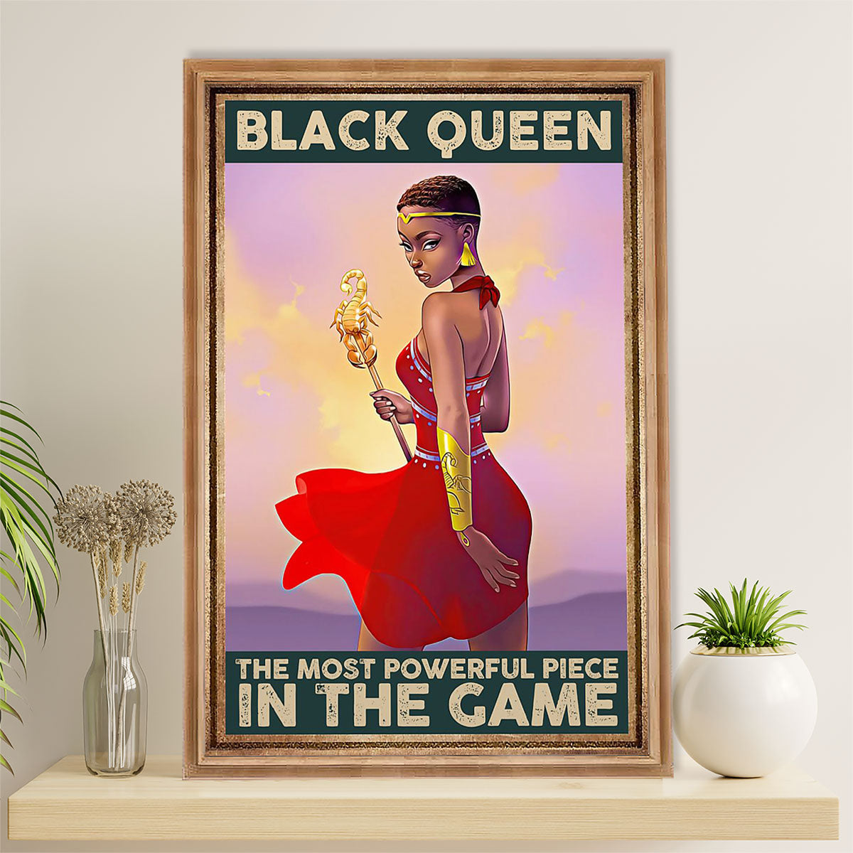 African American Afro Canvas Wall Art Prints | Black Queen | Gift for Black Girl