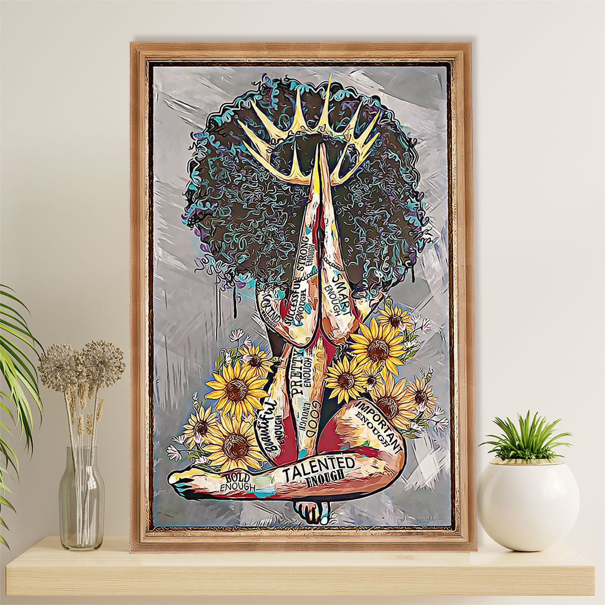 African American Afro Canvas Wall Art Prints | Black Queen | Gift for Black Girl