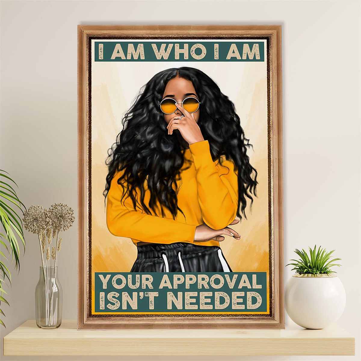 African American Afro Canvas Wall Art Prints | I Am Who I Am | Gift for Black Girl