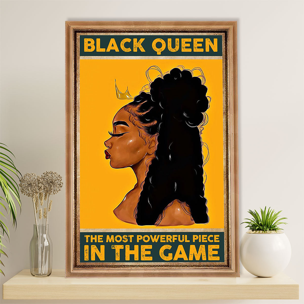 African American Afro Canvas Wall Art Prints | Black Queen | Gift for Black Girl