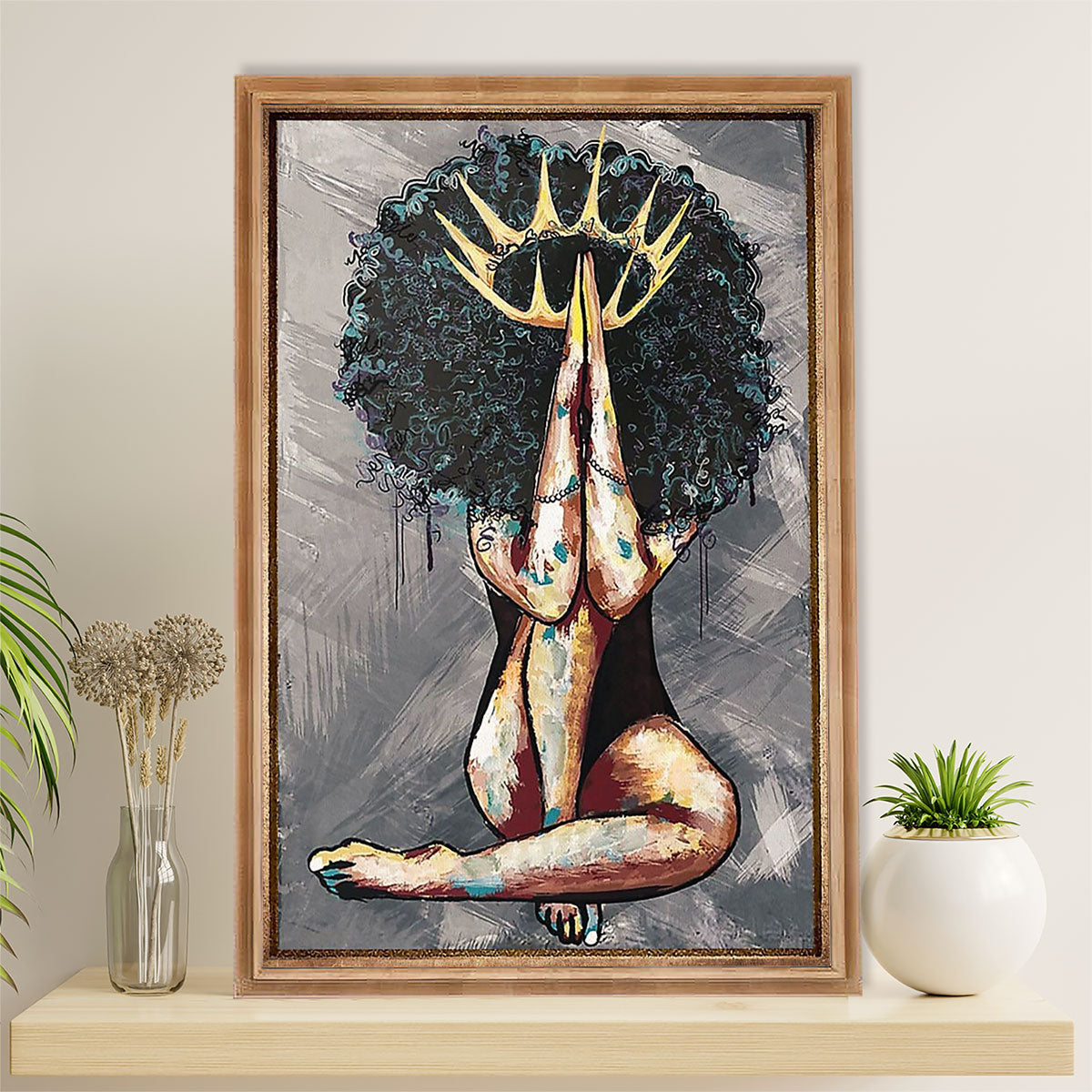 African American Afro Canvas Wall Art Prints | Black Queen | Gift for Black Girl