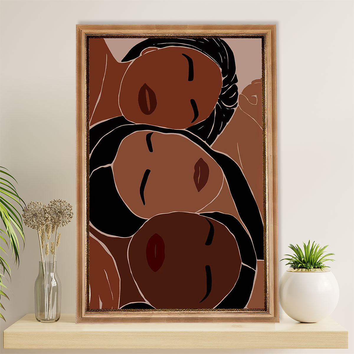 African American Afro Canvas Wall Art Prints | Three Girls Art | Gift for Black Girl