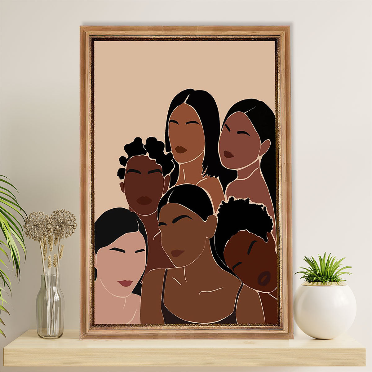African American Afro Canvas Wall Art Prints | Girls Art Painting | Gift for Black Girl