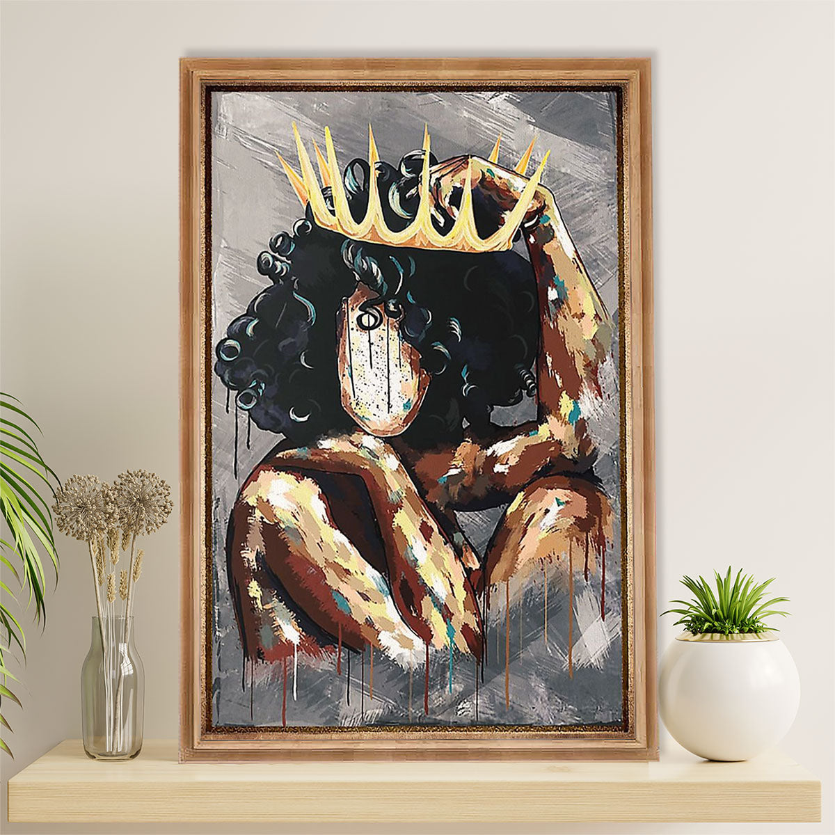 African American Afro Canvas Wall Art Prints | Black Queen | Gift for Black Girl