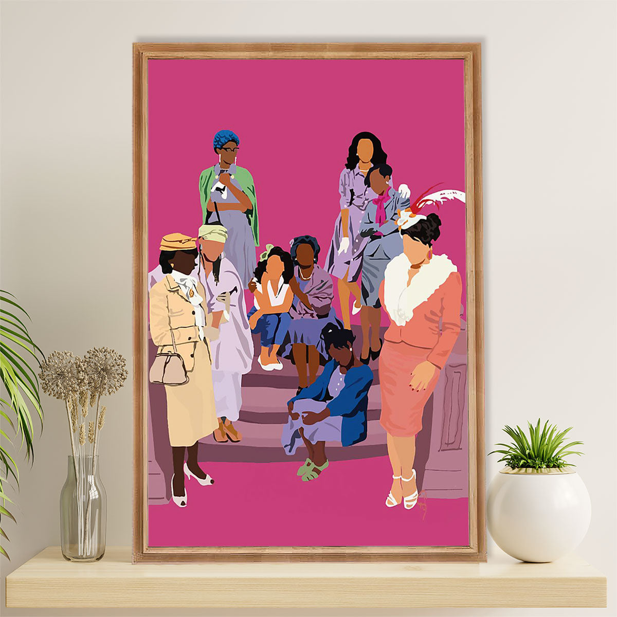 African American Afro Canvas Wall Art Prints | Different Colors Cultures Ladies | Gift for Black Girl