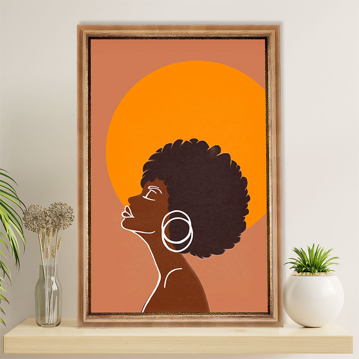 African American Afro Canvas Wall Art Prints | Black Girl Art Painting | Gift for Black Girl