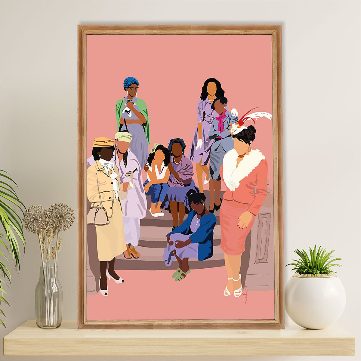 African American Afro Canvas Wall Art Prints | Different Colors Cultures Ladies | Gift for Black Girl