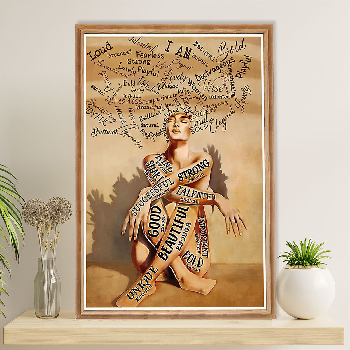 African American Afro Canvas Wall Art Prints | Inspirational Quotes Strong Girl | Gift for Black Girl