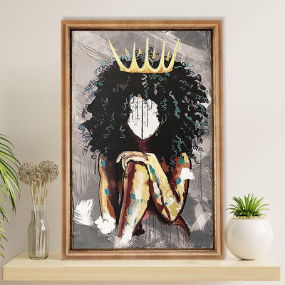 African American Afro Canvas Wall Art Prints | Black Queen | Gift for Black Girl