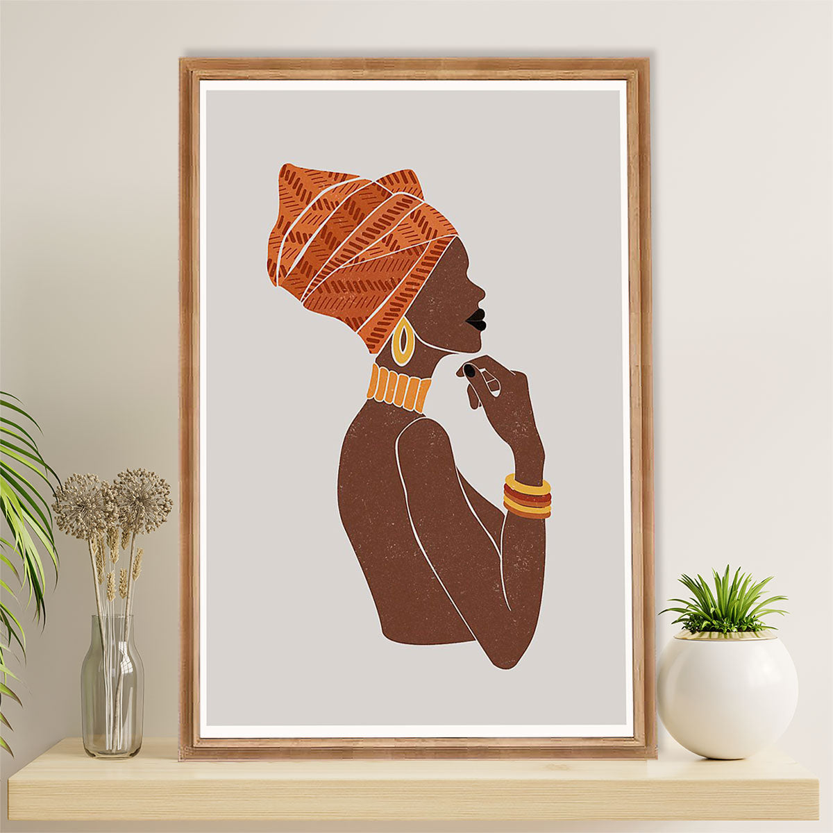 African American Afro Canvas Wall Art Prints | Women Art Painting Retro | Gift for Black Girl