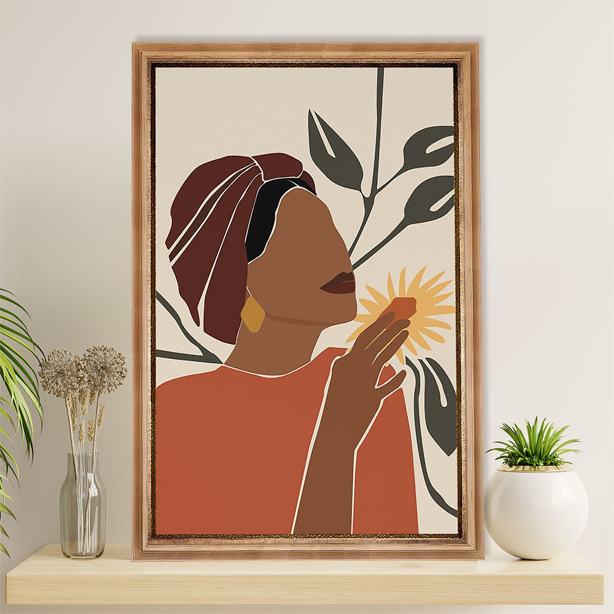African American Afro Canvas Wall Art Prints | Black Girl Art Painting | Gift for Black Girl