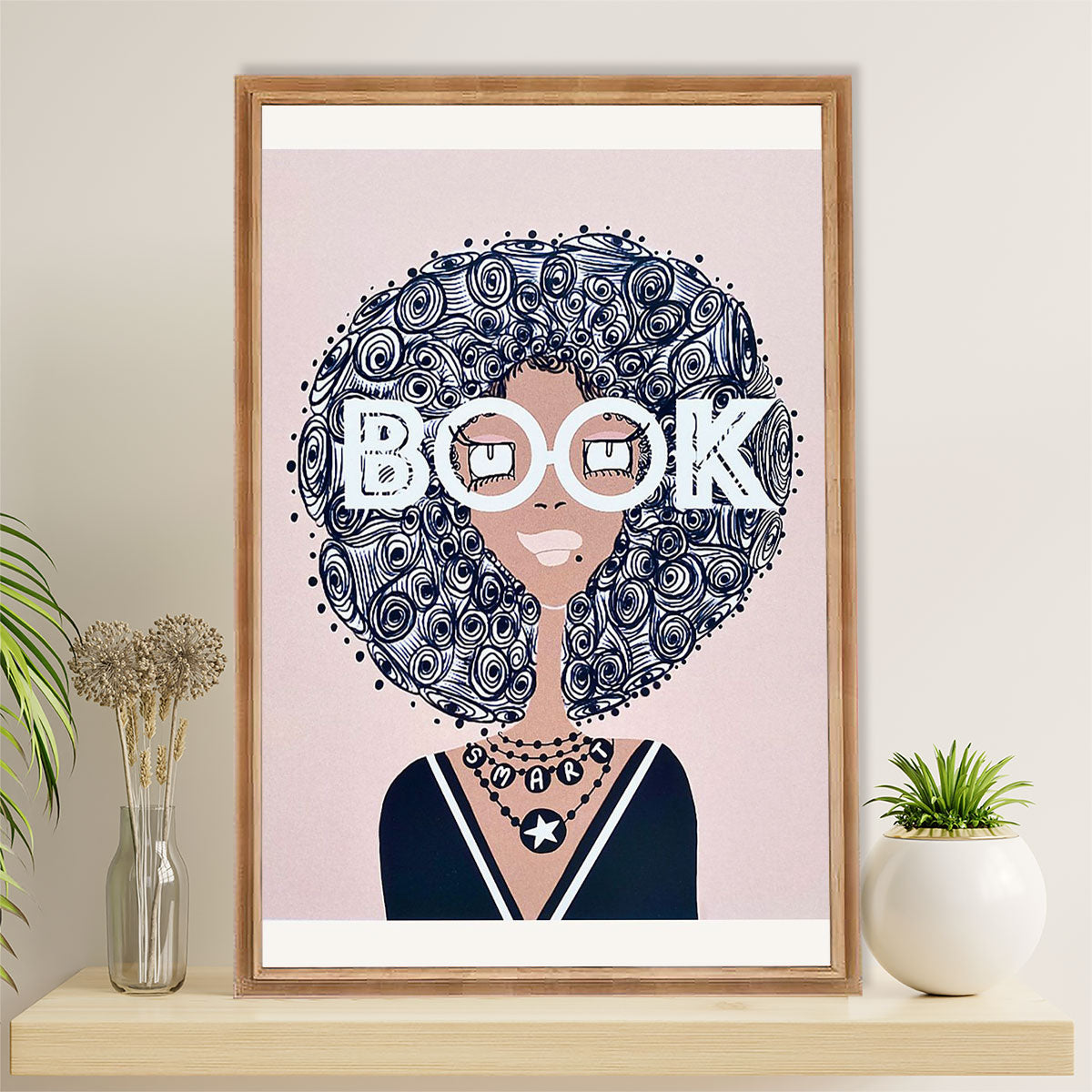 African American Afro Canvas Wall Art Prints | Smart Girl | Gift for Black Girl
