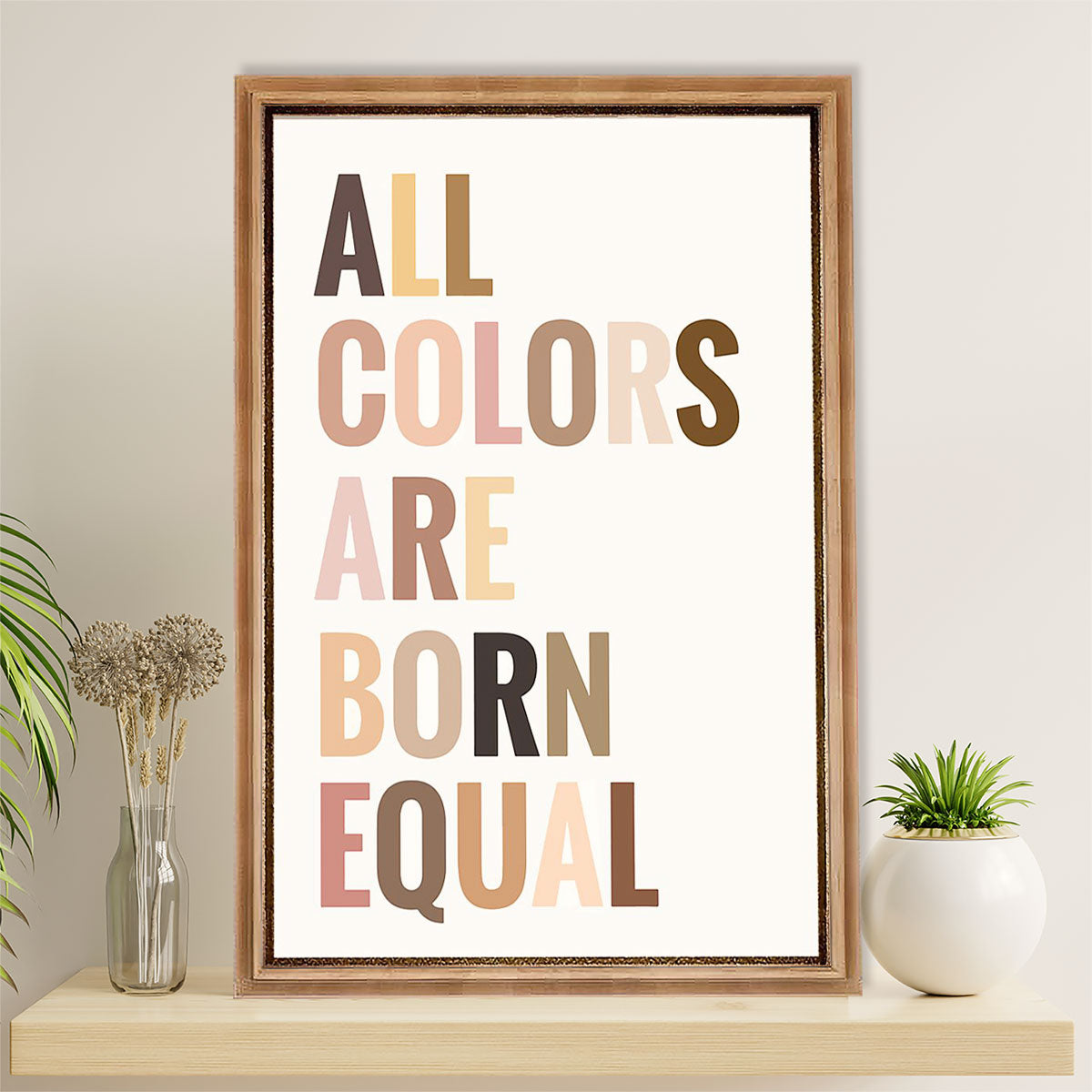 African American Afro Canvas Wall Art Prints | All Colors Are Born Equal | Gift for Black Girl