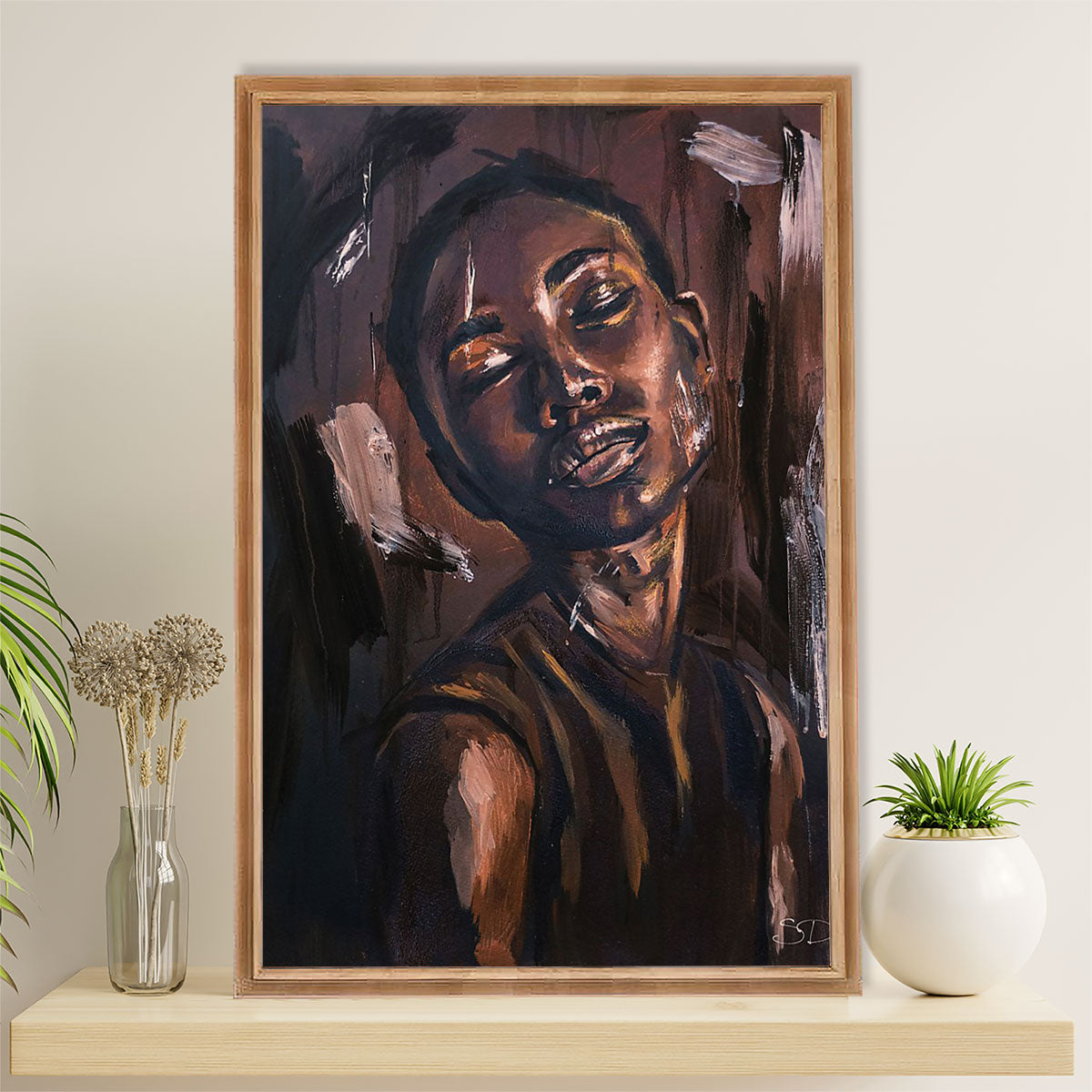 African American Afro Canvas Wall Art Prints | Black Woman Art Painting | Gift for Black Girl