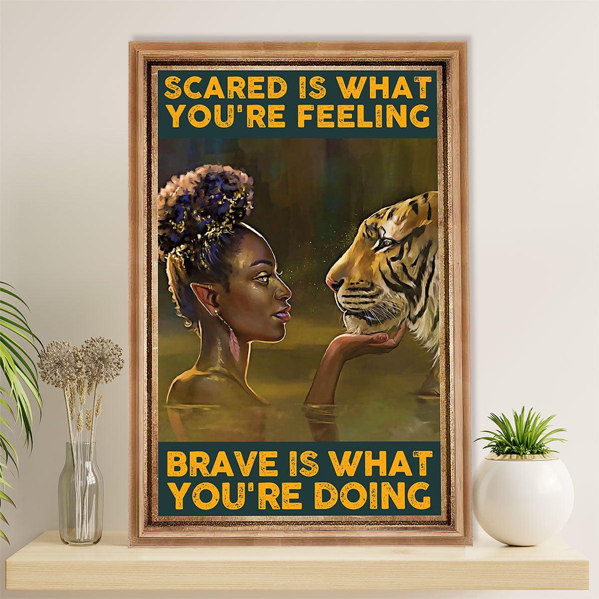 African American Afro Canvas Wall Art Prints | Brave Girl | Gift for Black Girl