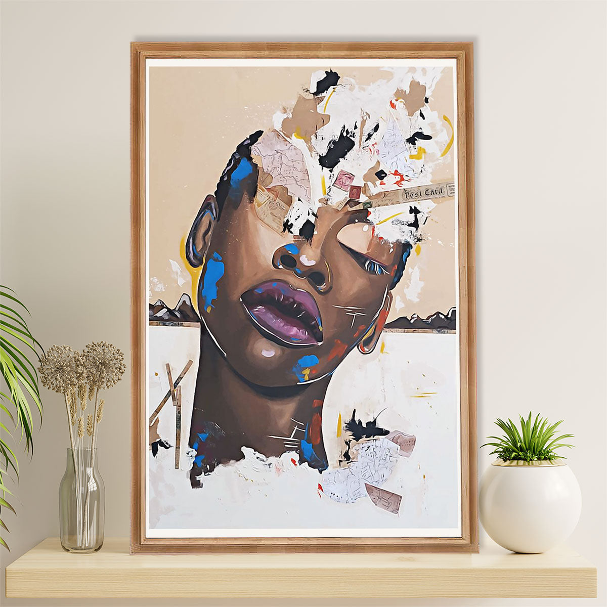 African American Afro Canvas Wall Art Prints | Girl Potrait Art | Gift for Black Girl