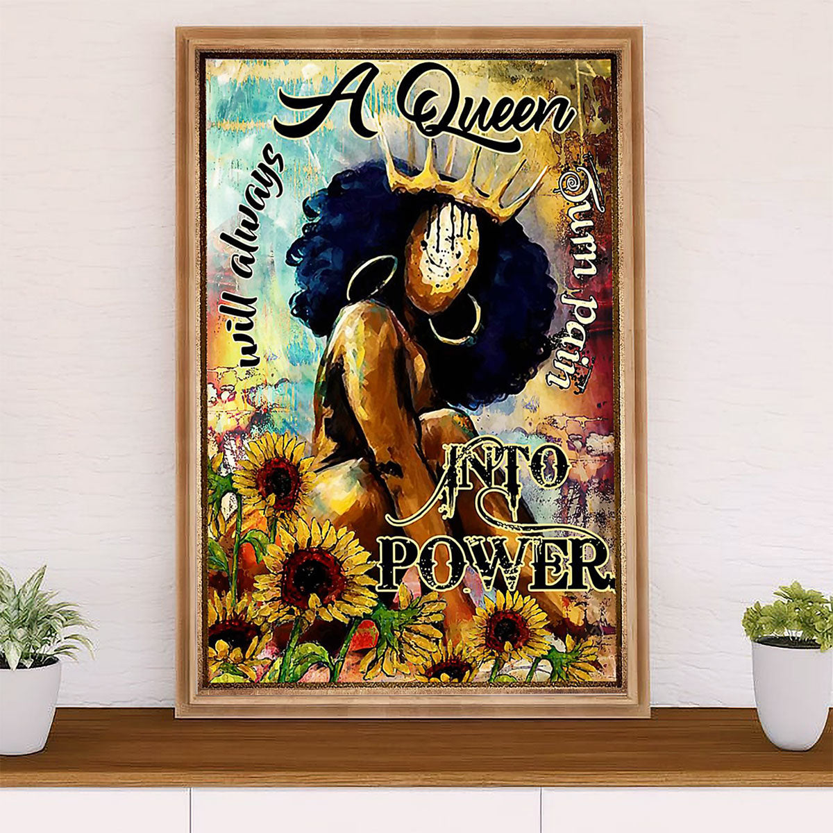 African American Afro Canvas Wall Art Prints | A Black Queen | Gift for Black Girl