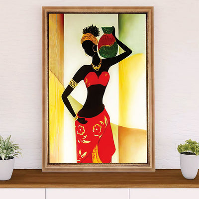African American Afro Canvas Wall Art Prints | Charming Girl Art Painting | Gift for Black Girl