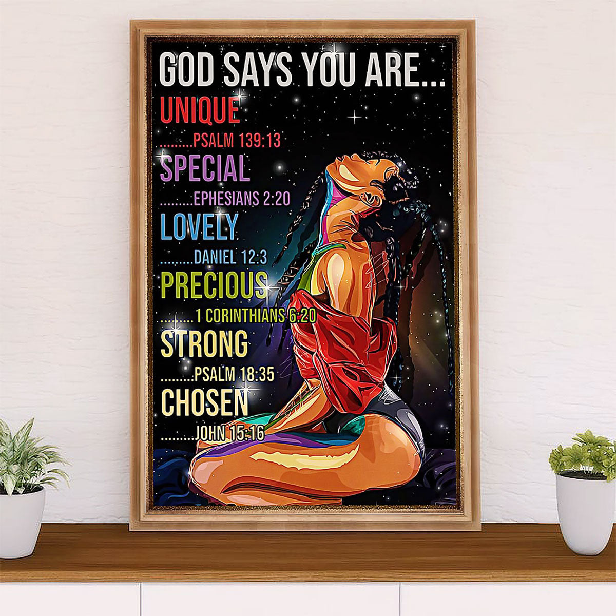 African American Afro Canvas Wall Art Prints | God Says You Are | Gift for Black Girl