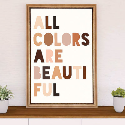 African American Afro Canvas Wall Art Prints | All Colors Are Beautiful Equality Rights | Gift for Black Girl