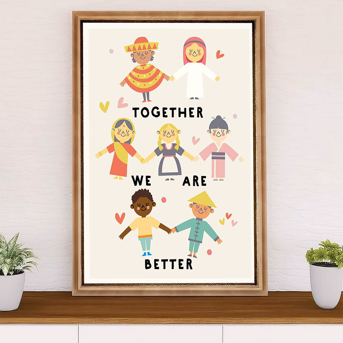 African American Afro Canvas Wall Art Prints | Together We Are Better - Different Cultures | Gift for Black Girl