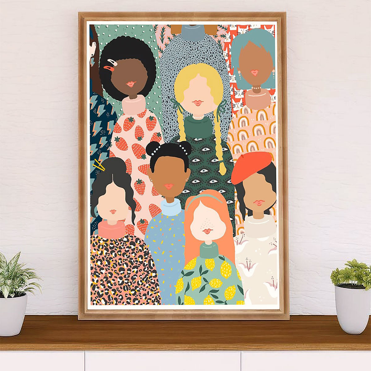 African American Afro Canvas Wall Art Prints | Different Colors Girls | Gift for Black Girl