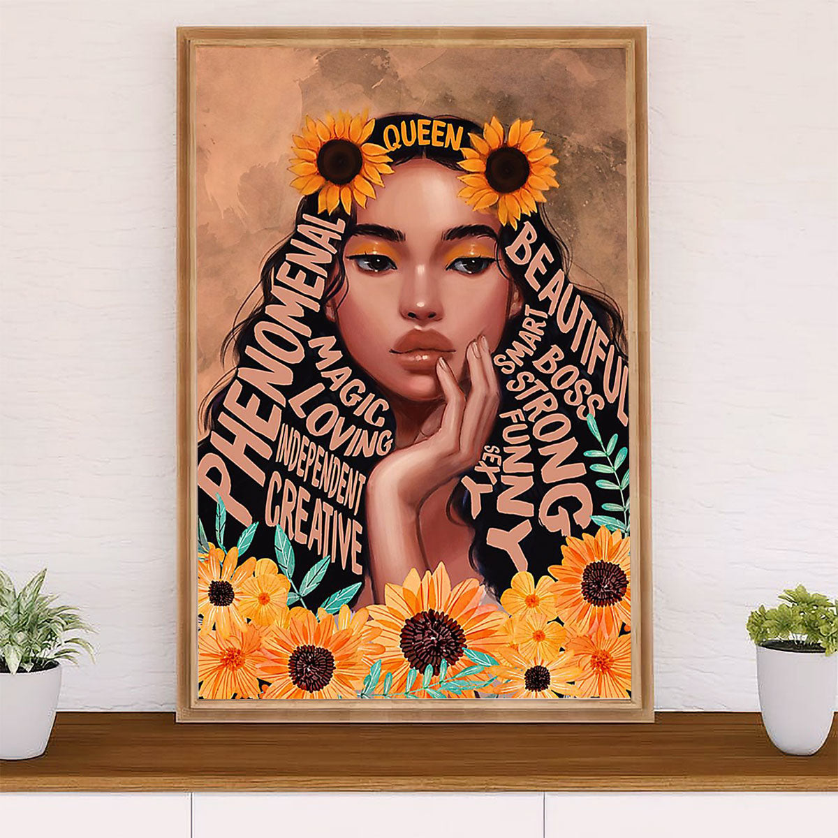 African American Afro Canvas Wall Art Prints | Black Queen | Gift for Black Girl